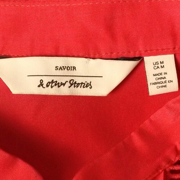 & OTHER STORIES Dress, M, HOT PINK, Midi, Slip, Ladder Cutouts, Long sleeves - Picture 13 of 13